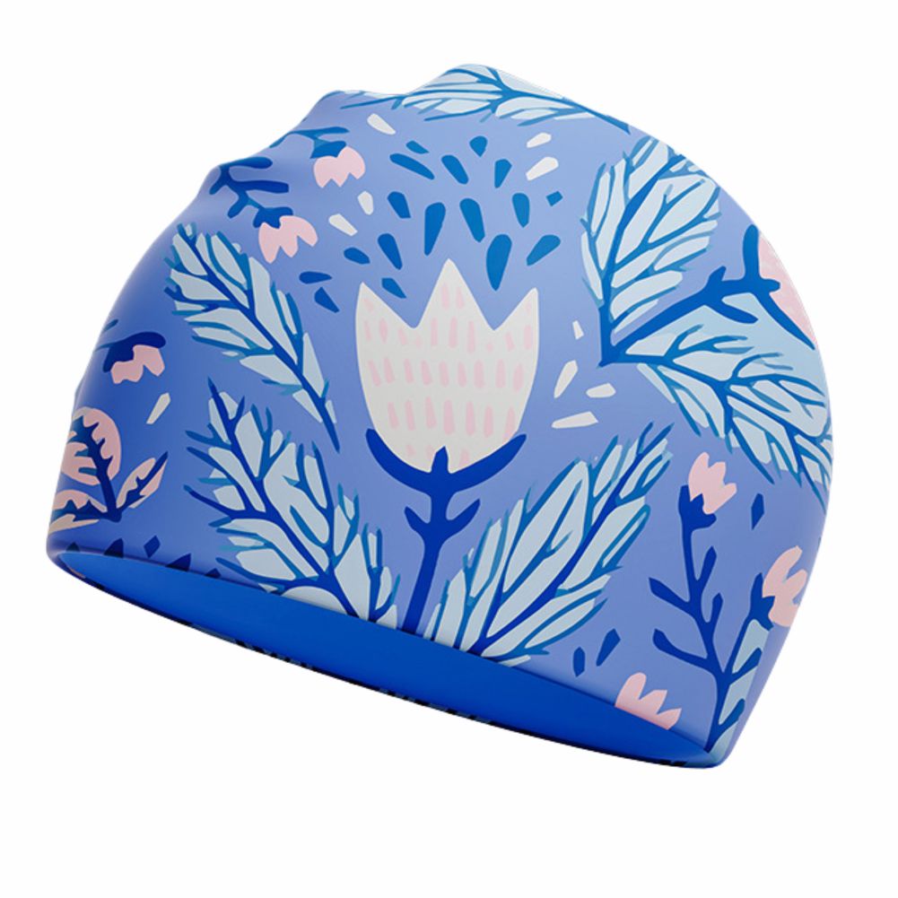 Blue Leaf & Bloom theme Swimming Cap for Kids and Adults, 12 years and above. - Little Surprise Box