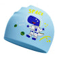 Blue Astro Dino, Silicone Kids Swim Cap, 4 years - 10 years - Little Surprise Box