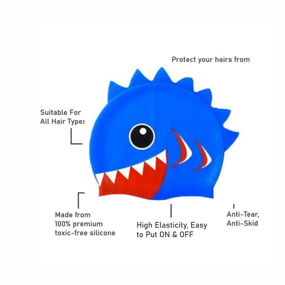 3d Cobalt Blue Red Wrinkle, Silicone Kids Swim Cap, 5 years - 15 years - Little Surprise Box