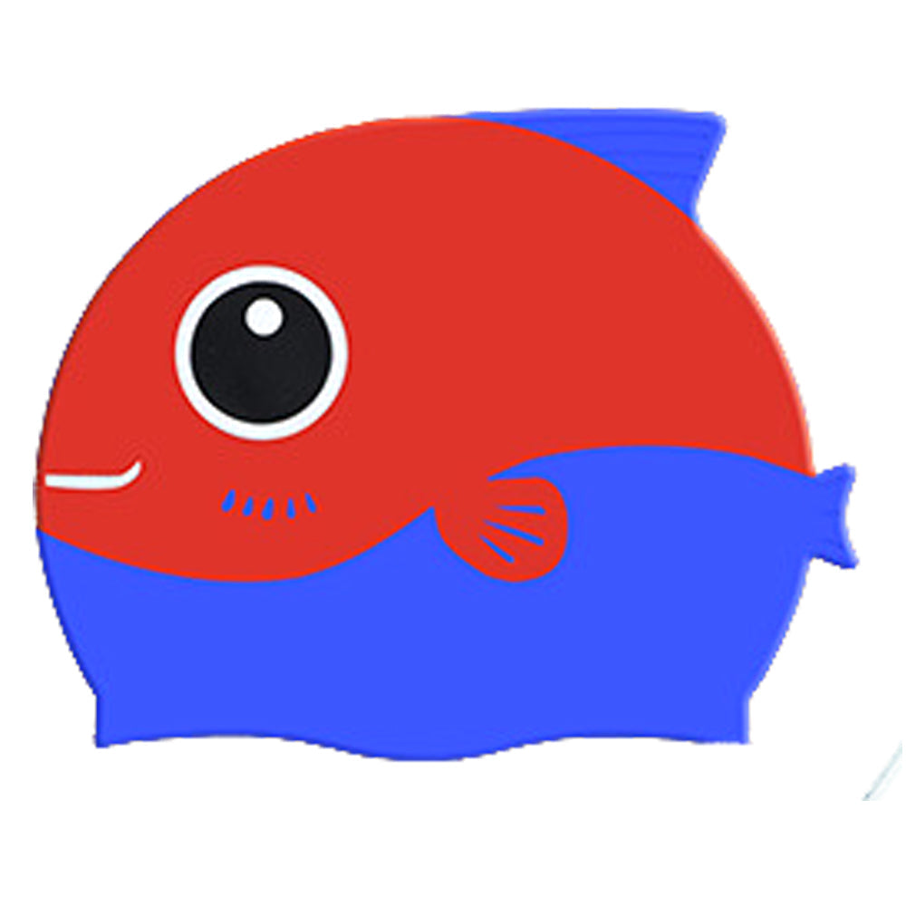 Red Fin Dual Color, Silicone Kids Swim Cap, 5 years -15 years - Little Surprise Box
