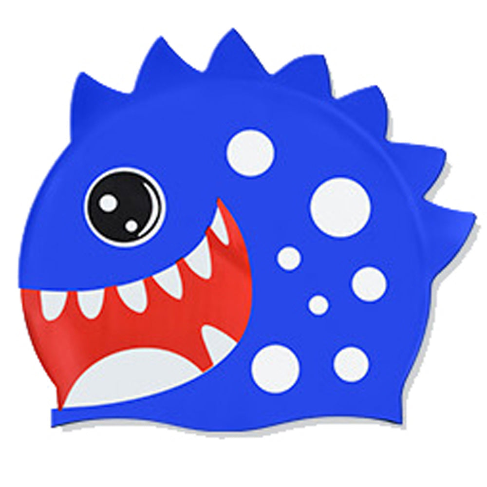 3d White Polka Cobalt Blue, Silicone Kids Swim Cap, 5 years - 15 years - Little Surprise Box