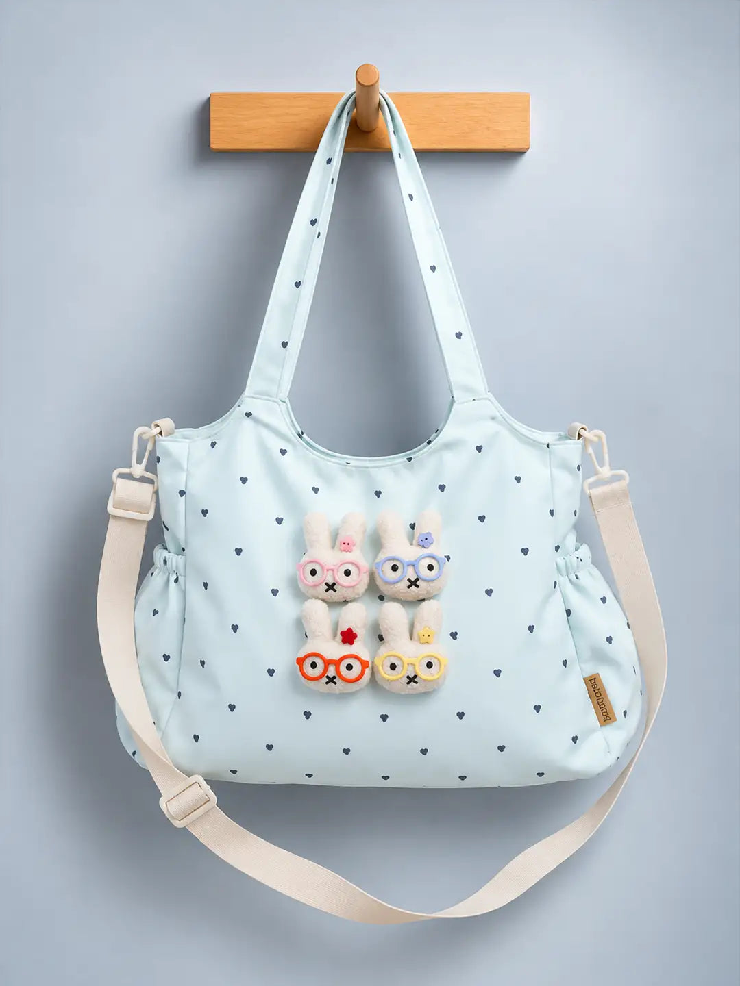 Blue Heart 3D Glasses Bunny Tote Bag
