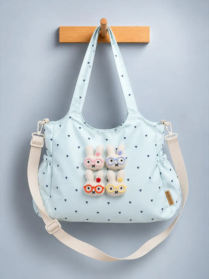 Blue Heart 3D Glasses Bunny Tote Bag