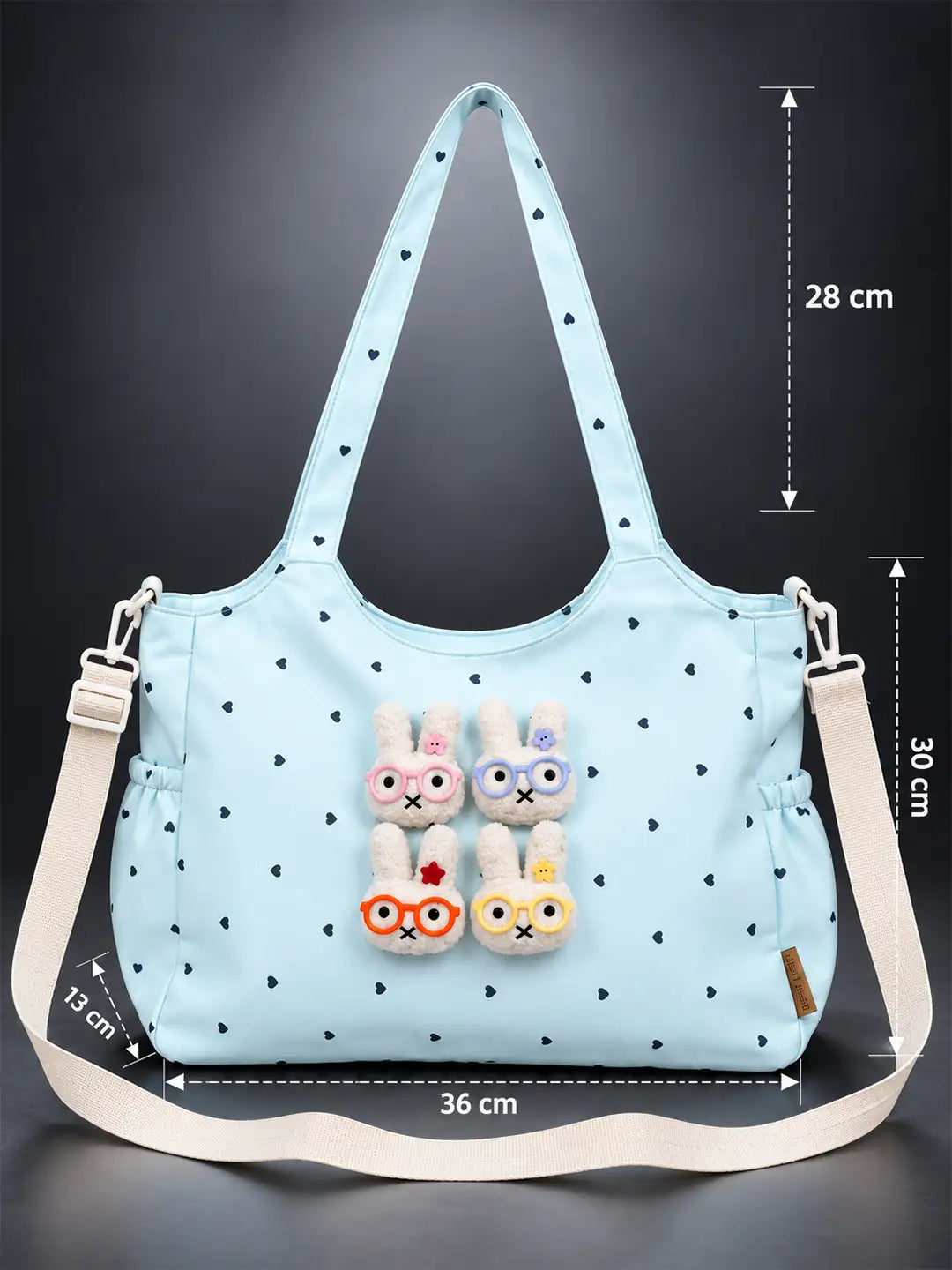 Blue Heart 3D Glasses Bunny Tote Bag
