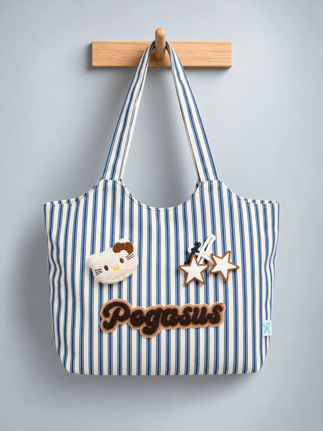Blue & White Striped Pegasus Tote Bag