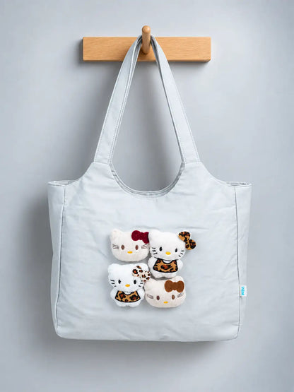Grey 3D Kitties Tote Bag