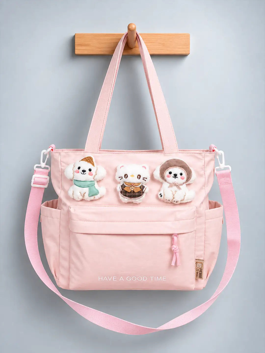Peach 3D Puppy & Cat Tote Bag