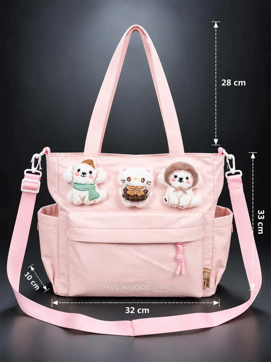 Peach 3D Puppy & Cat Tote Bag