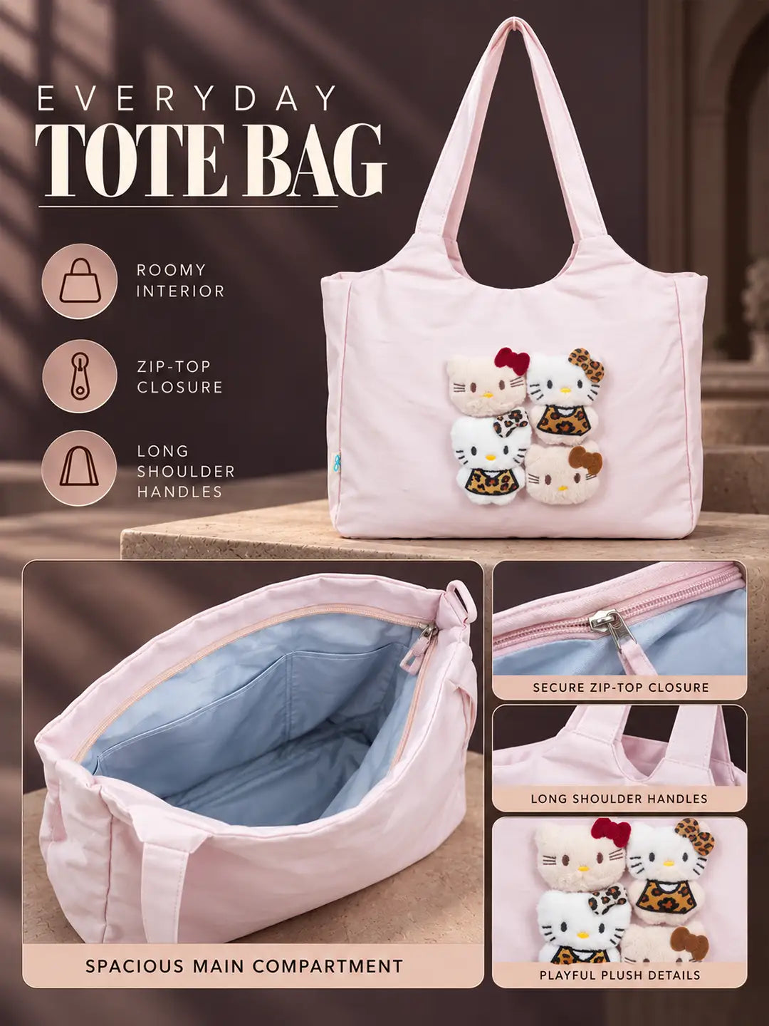 Pink 3D Kitties Tote Bag