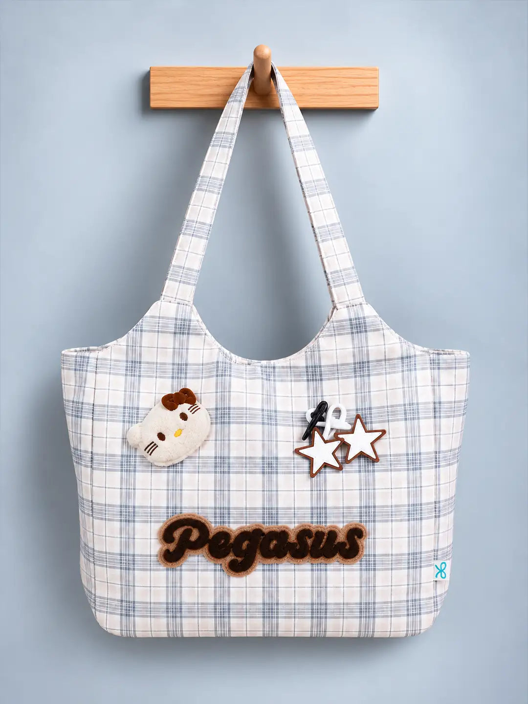 Pink Checks Pegasus Tote Bag