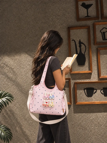 Pink Heart 3D Glasses Bunny Tote Bag