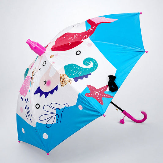 Blue Mermaid with Shutter style cover Kids-Umbrella-6-13Y