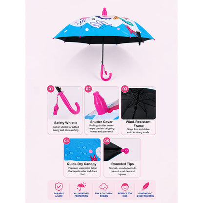 Blue Mermaid with Shutter style cover Kids-Umbrella-6-13Y