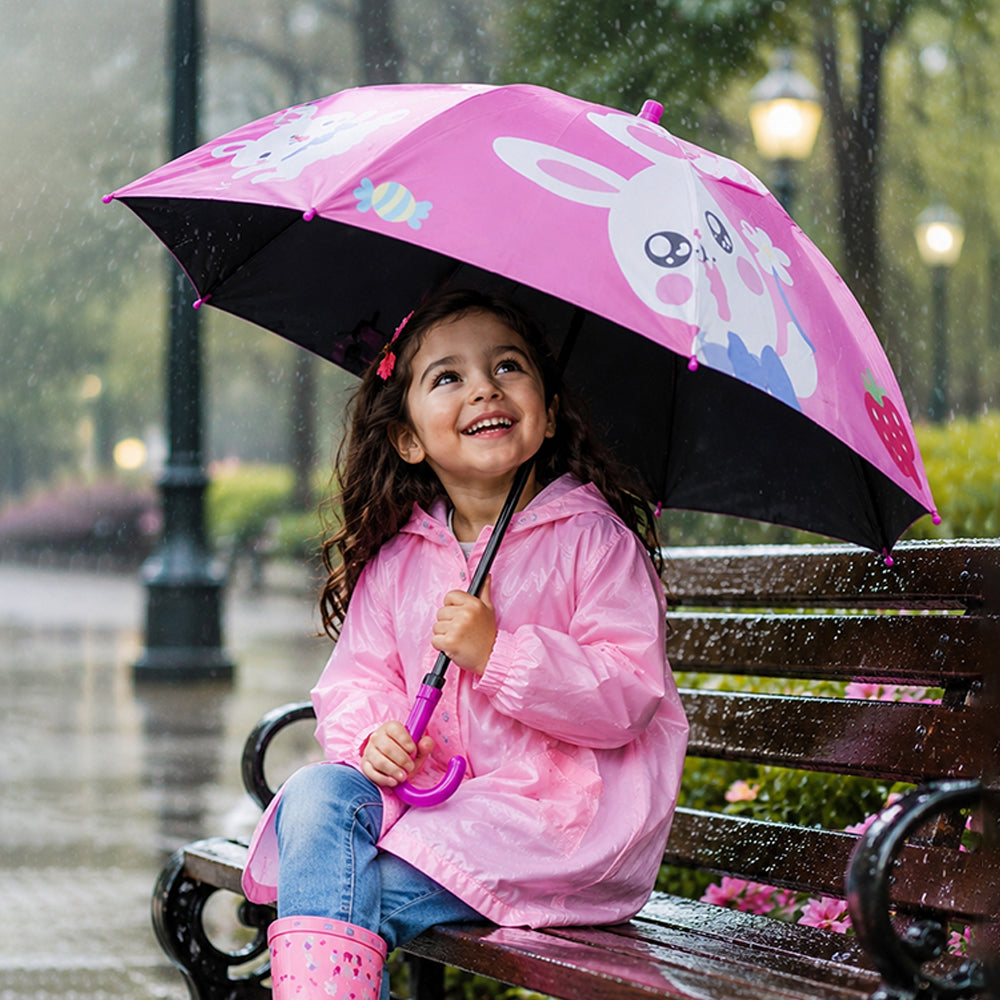 Strawberry Teddy with Shutter style cover Kids-Umbrella - 6-12Y
