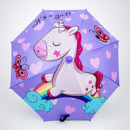 Unicorn Rainbow with Shutter style cover Kids-Umbrella 6-12Y