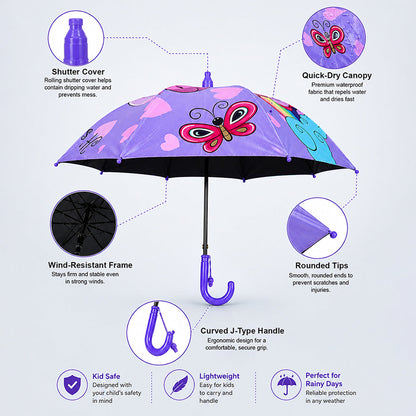 Unicorn Rainbow with Shutter style cover Kids-Umbrella 6-12Y
