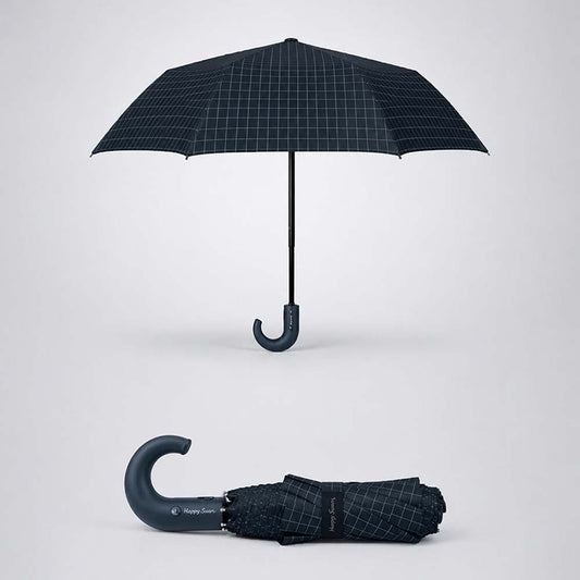 3Fold Black Checkered Auto Open & Close Umbrella for Teens & Adults