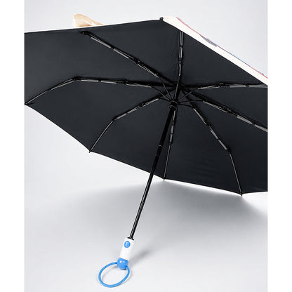 3 Fold Blue Puppy Skateboarding,Auto Open & Close Rain & Sun Dual Umbrella for Teens & Adults