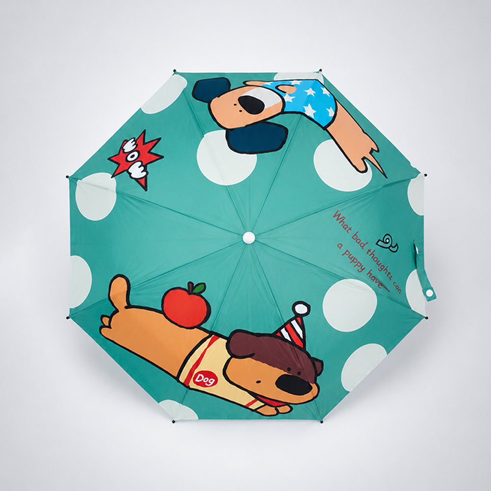 3 Fold Mint Green puppy Polka Dots Auto Open & Close Rain & Sun Dual Umbrella for Teens & Adults