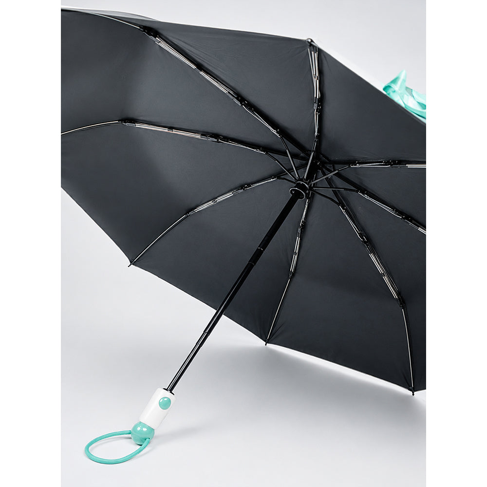 3 Fold Mint Green puppy Polka Dots Auto Open & Close Rain & Sun Dual Umbrella for Teens & Adults