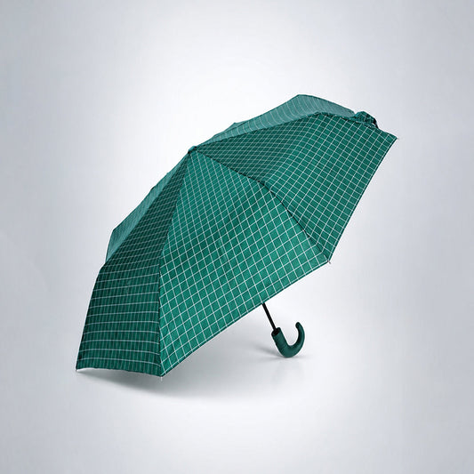 3 Fold Dark Green Checkered Auto Open & Close Umbrella for Teens & Adults