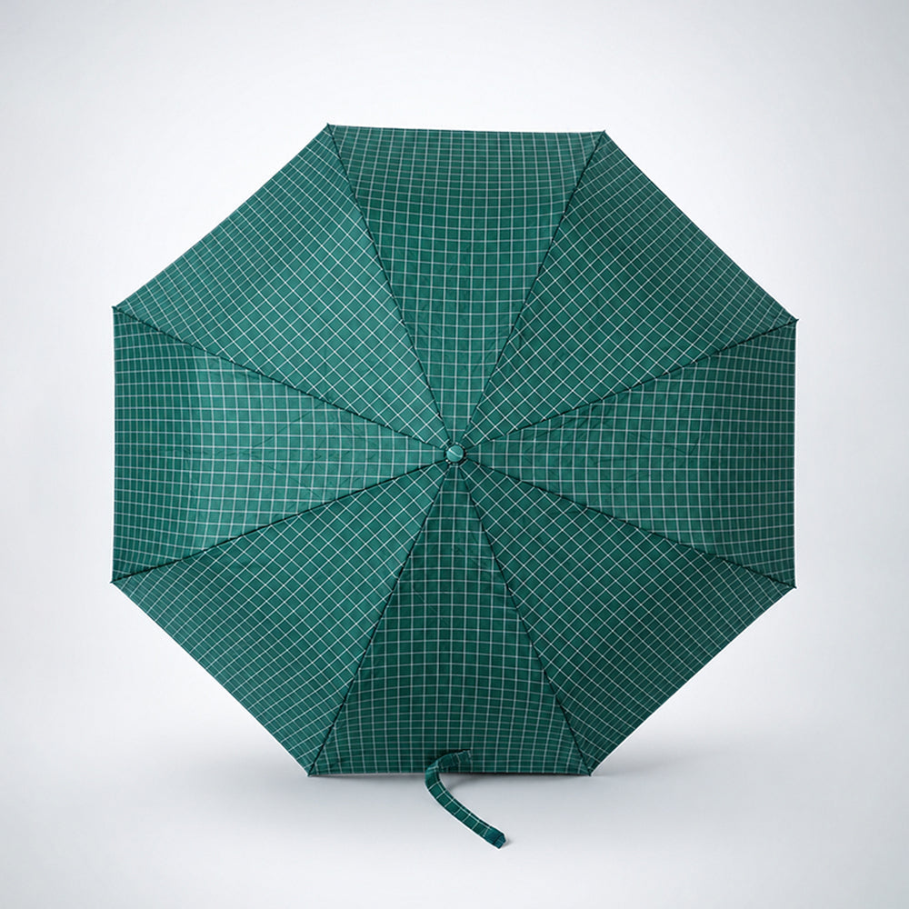 3 Fold Dark Green Checkered Auto Open & Close Umbrella for Teens & Adults