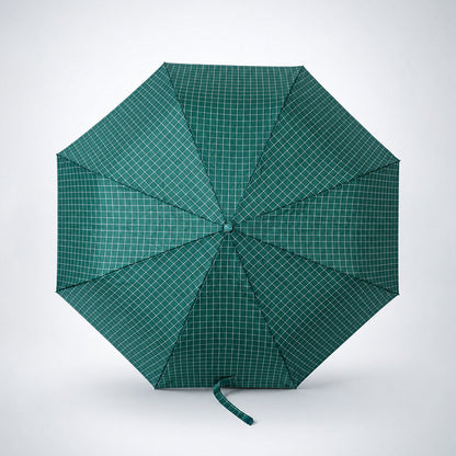 3 Fold Dark Green Checkered Auto Open & Close Umbrella for Teens & Adults