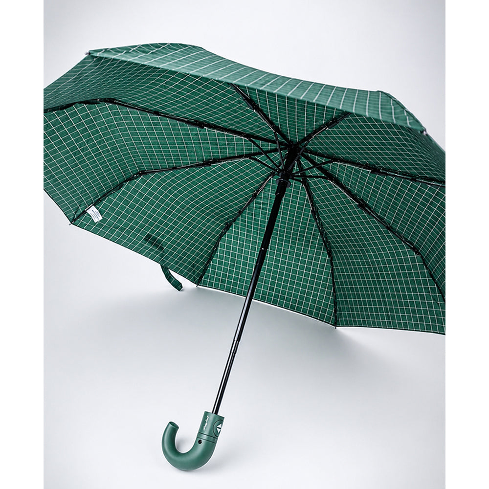 3 Fold Dark Green Checkered Auto Open & Close Umbrella for Teens & Adults