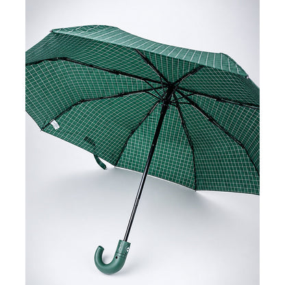 3 Fold Dark Green Checkered Auto Open & Close Umbrella for Teens & Adults