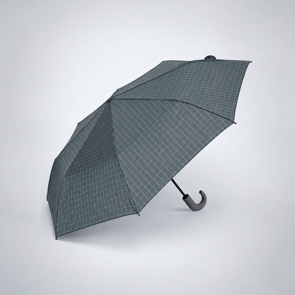 3 Fold Grey Checkered Auto Open & Close Umbrella for Teens & Adults