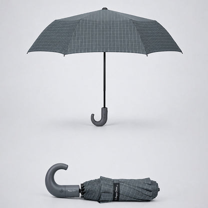 3 Fold Grey Checkered Auto Open & Close Umbrella for Teens & Adults