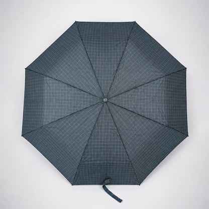 3 Fold Grey Checkered Auto Open & Close Umbrella for Teens & Adults
