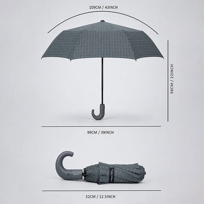 3 Fold Grey Checkered Auto Open & Close Umbrella for Teens & Adults