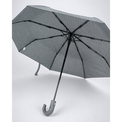 3 Fold Grey Checkered Auto Open & Close Umbrella for Teens & Adults