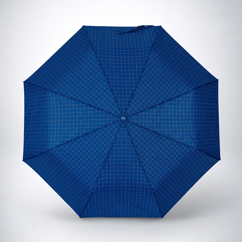 3 Fold Navy Blue Checkered Auto Open & Close Umbrella for Teens & Adults