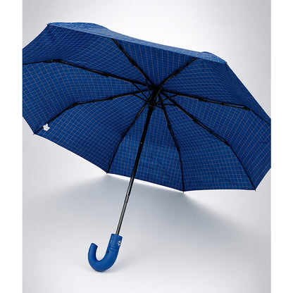 3 Fold Navy Blue Checkered Auto Open & Close Umbrella for Teens & Adults