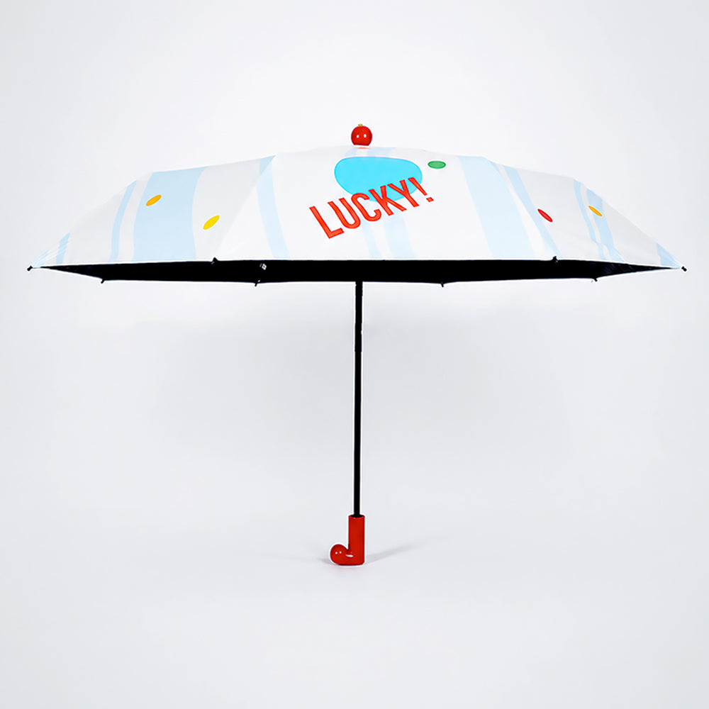 3 Fold Multi Polka with Red Boot Handle UPF 50+ Umbrella for Teens & Adults