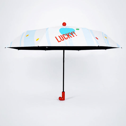 3 Fold Multi Polka with Red Boot Handle UPF 50+ Umbrella for Teens & Adults
