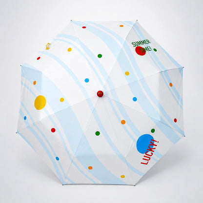 3 Fold Multi Polka with Red Boot Handle UPF 50+ Umbrella for Teens & Adults