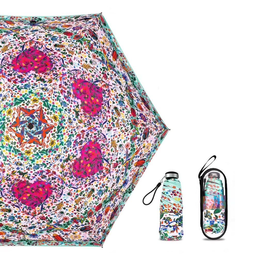 5 Fold Capsule Pocket edition Floral Heart theme Umbrella for Adults - Little Surprise Box