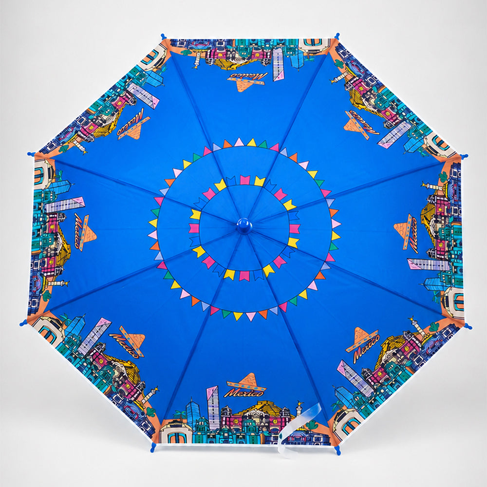 Blue Mexico Landmark Print Umbrella for Teens & Adults