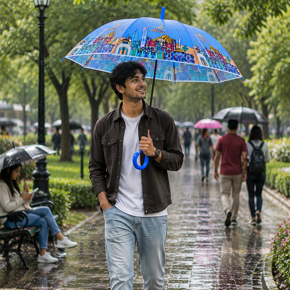 Blue Mexico Landmark Print Umbrella for Teens & Adults