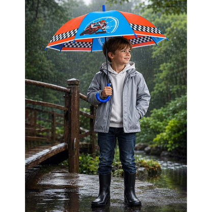 Racing Bike Print Umbrella for Kids,5yrs -10yrs