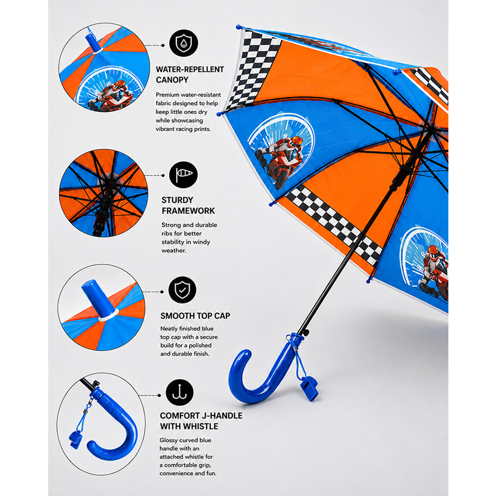 Racing Bike Print Umbrella for Kids,5yrs -10yrs