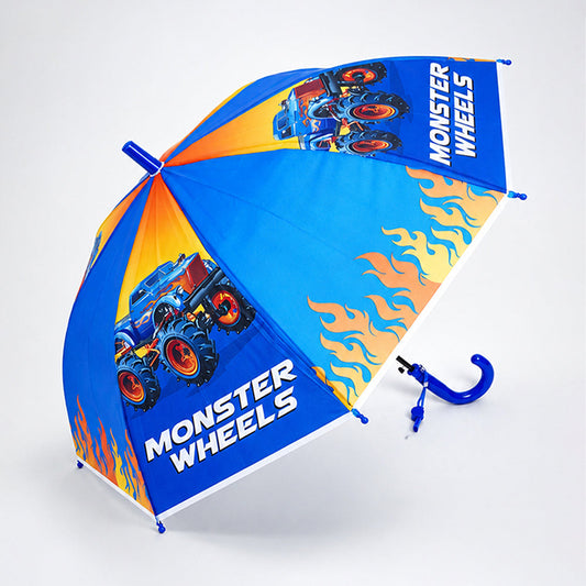 Monster Truck and Flames Print Umbrella for Kids,5yrs-10yrs
