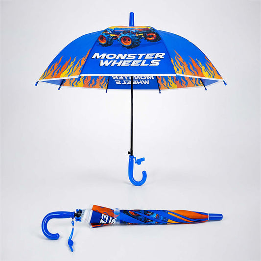 Monster Truck and Flames Print Umbrella for Kids,5yrs-10yrs