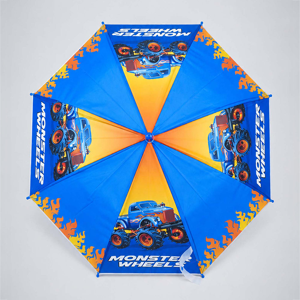 Monster Truck and Flames Print Umbrella for Kids,5yrs-10yrs