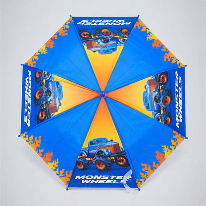 Monster Truck and Flames Print Umbrella for Kids,5yrs-10yrs