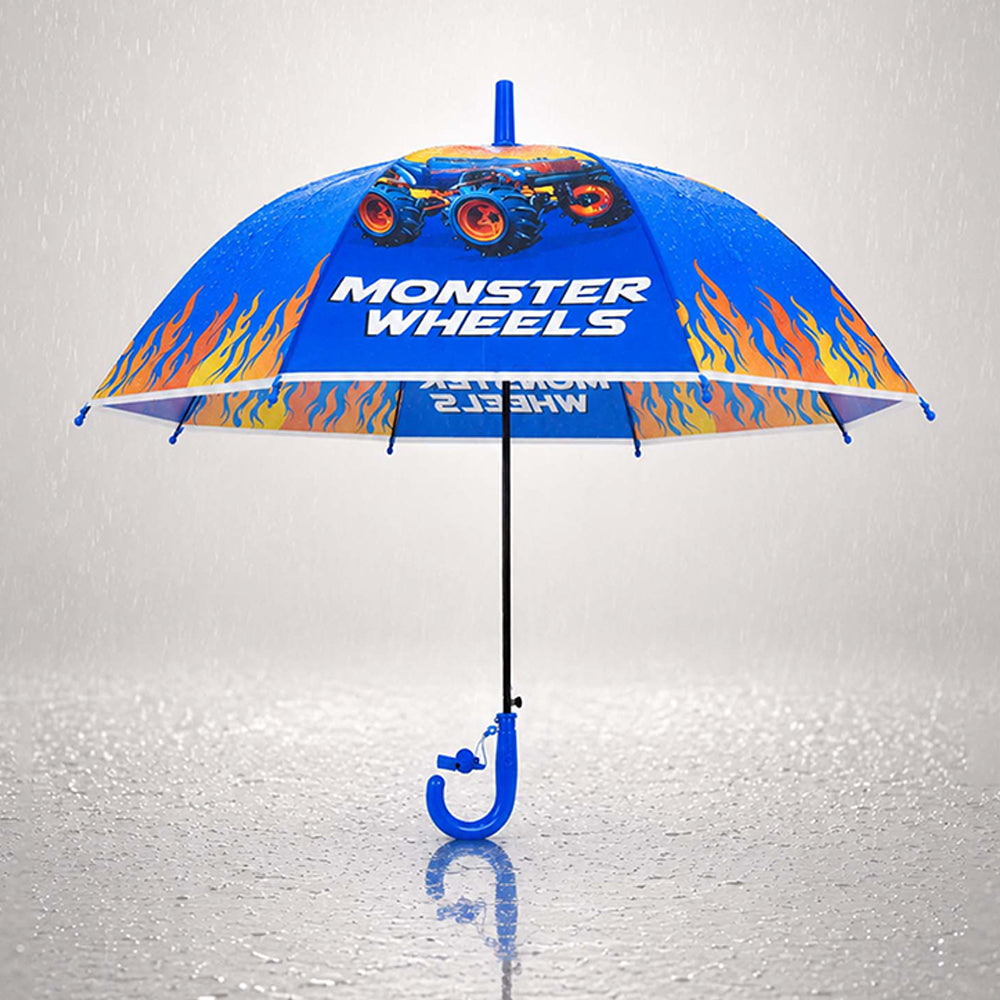 Monster Truck and Flames Print Umbrella for Kids,5yrs-10yrs