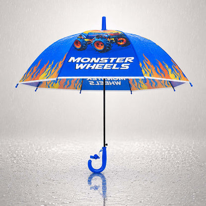 Monster Truck and Flames Print Umbrella for Kids,5yrs-10yrs